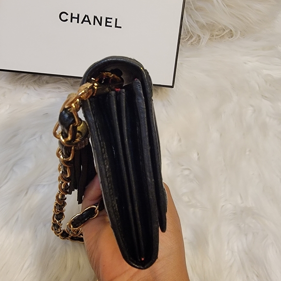 Authentic Chanel Black Quilted Lambskin Leather Flap Continental Wallet - Picture 6 of 7